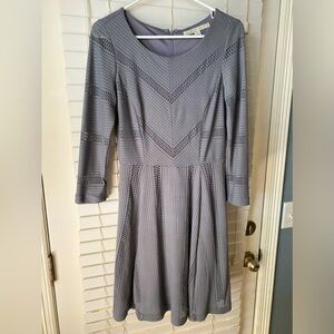 Lauren Conrad Womens Gray Long Sleeve Round Neck Fit And Flare Dress Size 6
